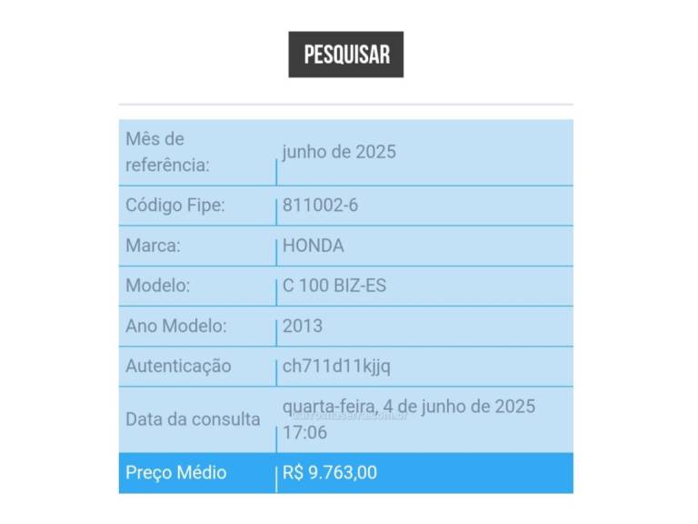 HONDA - BIZ 100 - 2013/2013 - Vermelha - R$ 9.999,00